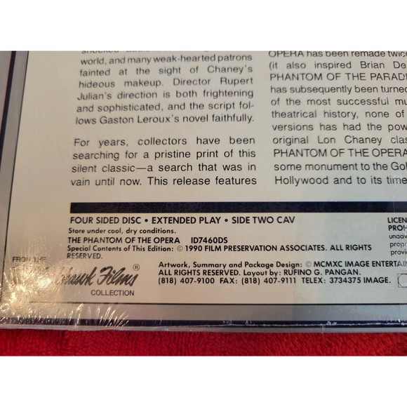 The Phantom of the Opera The Silent Classics Laserdisc LD - Lon Chaney Image Ent - Picture 3 of 6